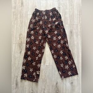 Kathie Lee collection vintage‎ wide pleated brown Floral trouser 12